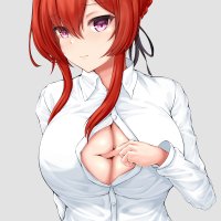 redhead cleavage big boobs suggestive boobs anime girls Azur Lane Monarch Azur Lane anime purple eyes