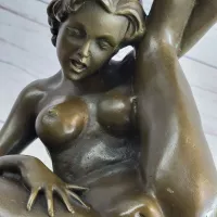 Erotic Nude Female Girl w Legs in Air Bronze Sculpture Statue Figurin