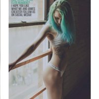 Stephanie Jo Storer sexy body and green hair for Elite Magazine