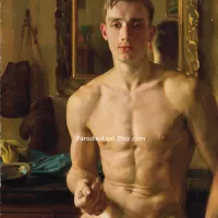 MALE NUDE BOXER Konstantin Somov Print 19-20th Century Oil Painter Russia Naked Nudity Man Art Gay Mature
