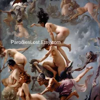 NAKED WITCHES SABBATH Female Nude Naked Women Print Horror Devil Satan Lucifer Magic Art Falero Mature