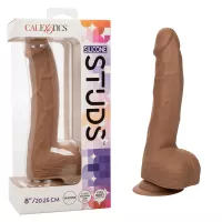 CalExotics Silicone Studs? 8 Inch ? Realistic Dildo with Suction Cup Base Harness Probe ? Brown
