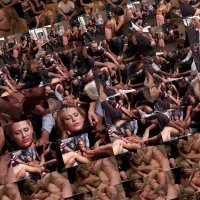 Blonde slut group fingered in public