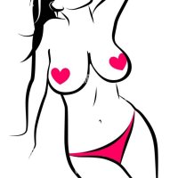Sexy Nude Girl with big Boobs. Beautiful Lady illustration in Sketch style with bare Breast for Sex Shop or Intimate Websites for Adult Stock Vector Image Art